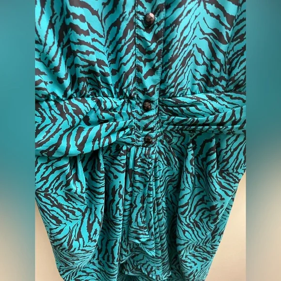 Vintage French 80s Herle Folle Paris Animal Tiger Print Dress - Picture 5 of 8